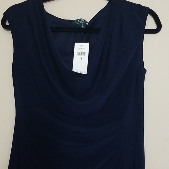 Lauren Ralph Lauren Sleeveless Navy Blue Dress 10 - Picture 2 of 6